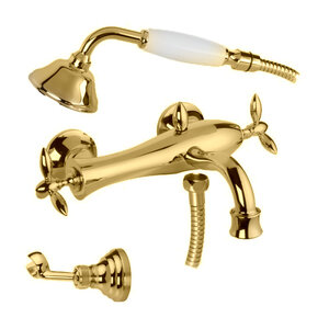 Изображение товара Смеситель Gattoni Timor 18001 для ванны и душа с душевым набором золото