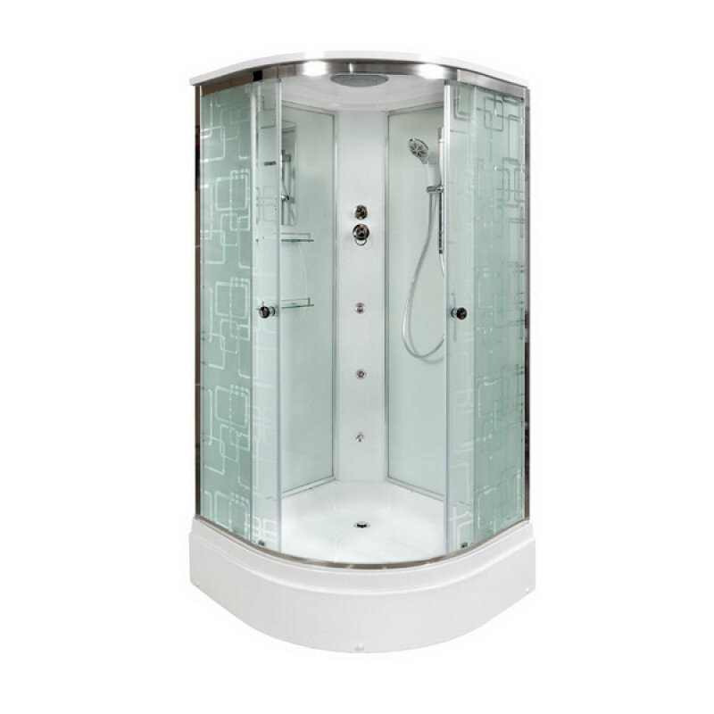 Изображение товара Душевая кабина Dto EM2790 90x90 с гидромассажем, крышей и стеклянными элементами