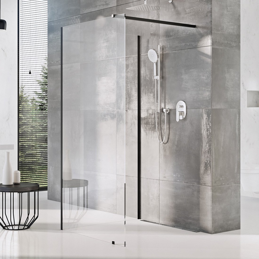 Изображение товара Душевой уголок Ravak Walk-In Corner, 120 x 80 см, профиль черный, витраж транспарент, GW1CG4300Z1