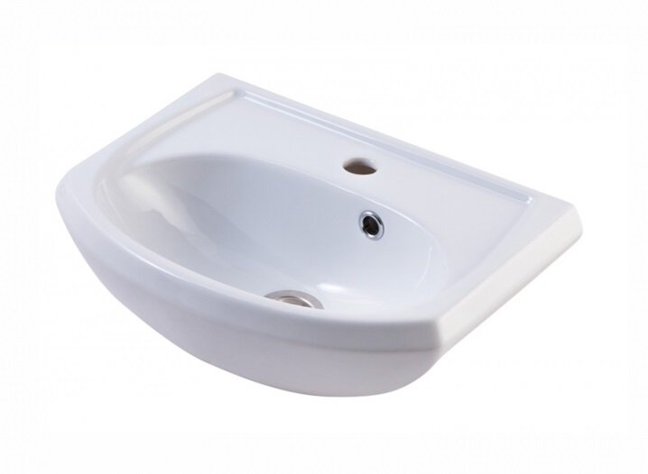Изображение товара Раковина Санта Уют 45 см из санфаянса, белая, угловая, современный дизайн