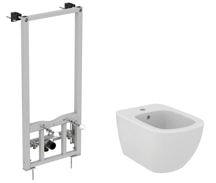 Изображение товара Инсталляция Ideal Standard Prosys с биде Tesi D3868V1 белый настенный комплект