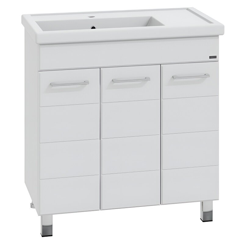 Изображение товара Тумба под раковину Санта Омега-80, 207051, 3 двери, напольная, белый