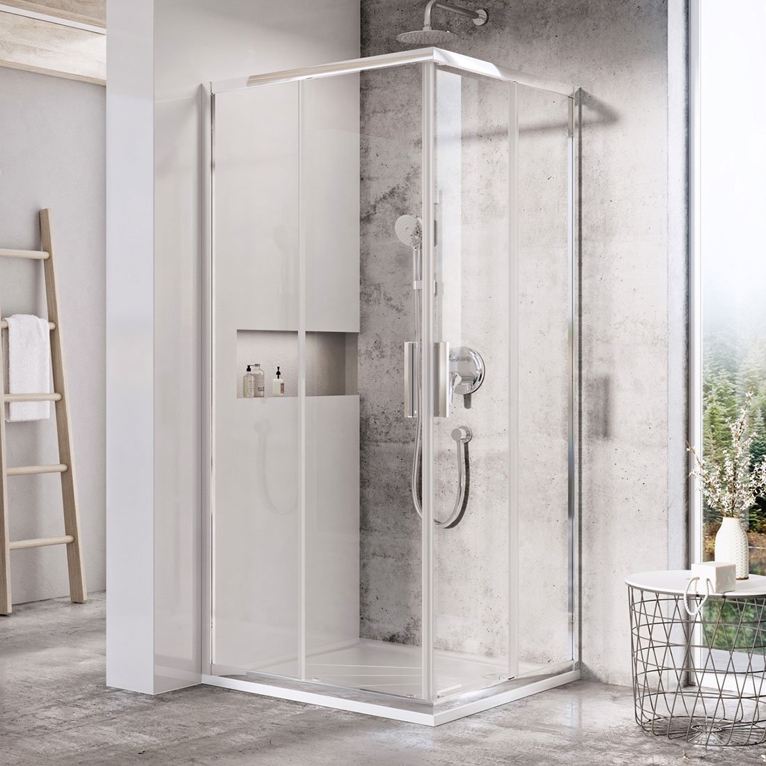 Изображение товара Душевой уголок Ravak Blix Slim BLSRV2-90 90x90 см раздвижные двери стекло 6 мм чехия