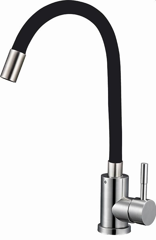 Изображение товара Смеситель Solone EZA4-F090KB для кухонной мойки с гибким черным изливом, нержавеющая сталь