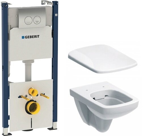 Изображение товара Инсталляция Geberit с унитазом Selnova, подвесная, белый, Гарантия 5 лет