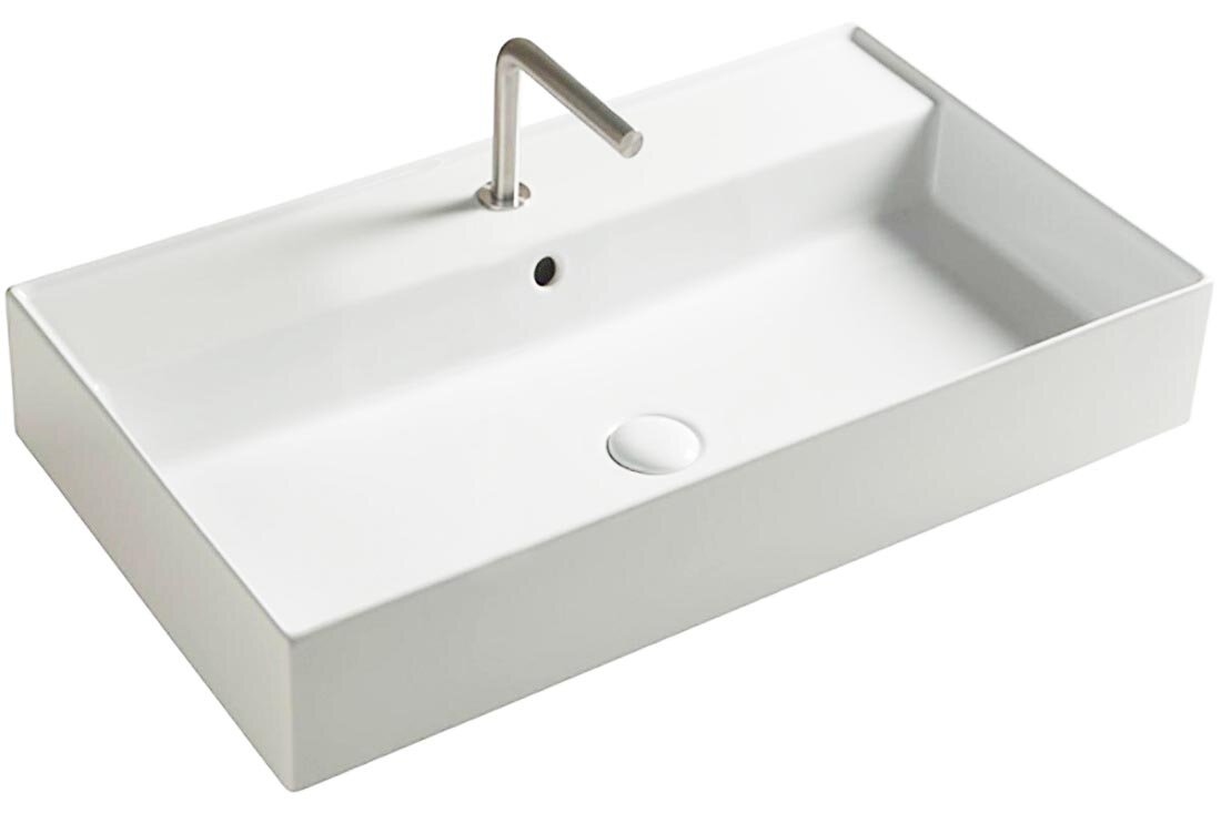 Изображение товара Раковина керамическая Tecla by Cezares Twenty TW05011, 81 х 46 см, чаша в центре, белый