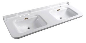 Изображение товара Керамическая двойная раковина Kerasan Waldorf 4143K1bi/cr*3 белая 150x55 см