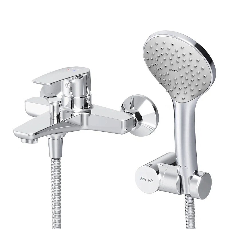 Изображение товара Am.Pm Gem F90A15000 смеситель для ванны и душа с душевым комплектом хром