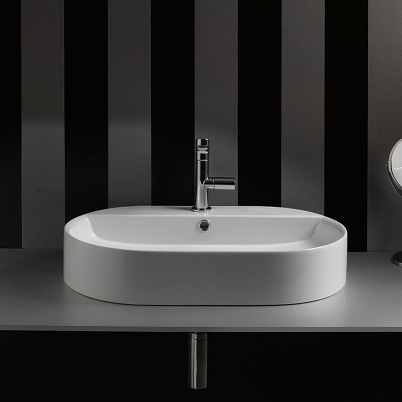 Изображение товара Раковина Kerasan Ciotola 028501*1 овальная накладная для ванной кухни белая 65 см