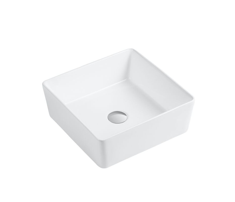 Изображение товара Накладная раковина Orange B02-385W без перелива белая дизайнерская для ванной и кухни