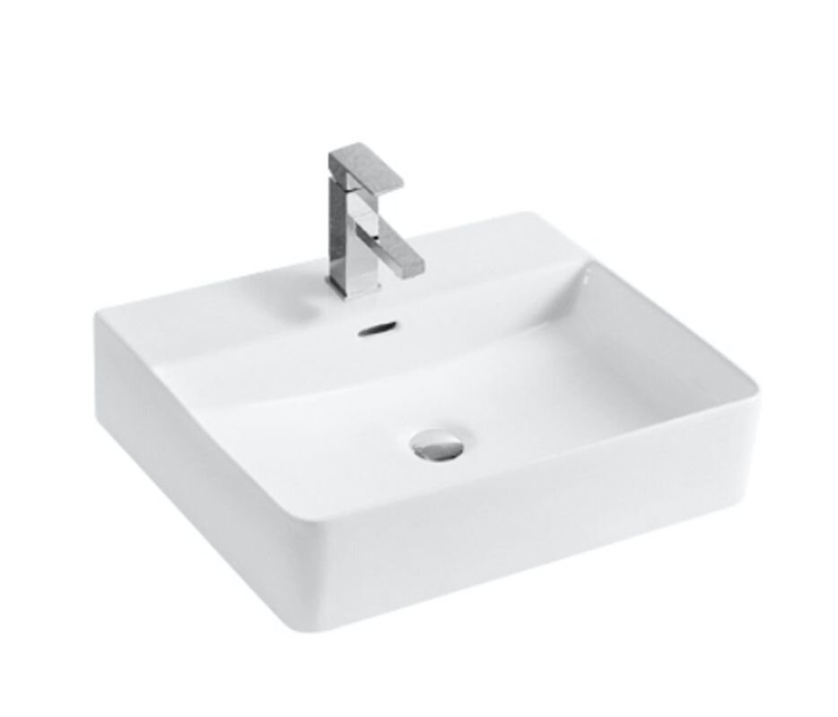 Изображение товара Накладная раковина Orange B04-500W с переливом белая 500х420х135 мм