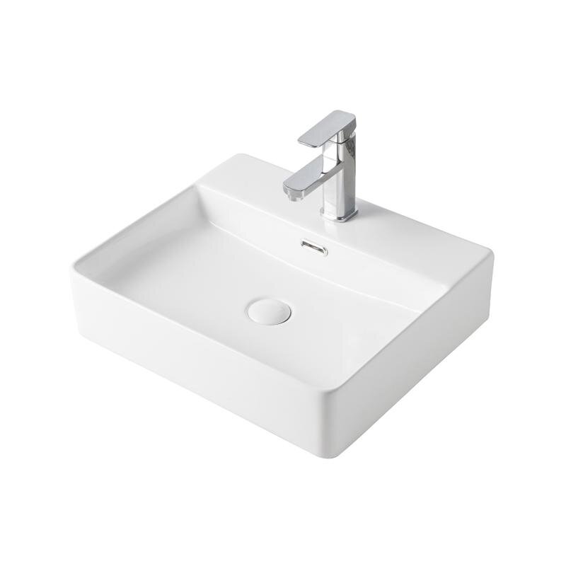 Изображение товара Накладная раковина Orange B04-500W с переливом белая 500х420х135 мм