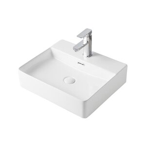 Изображение товара Накладная раковина Orange B04-500W с переливом белая 500х420х135 мм