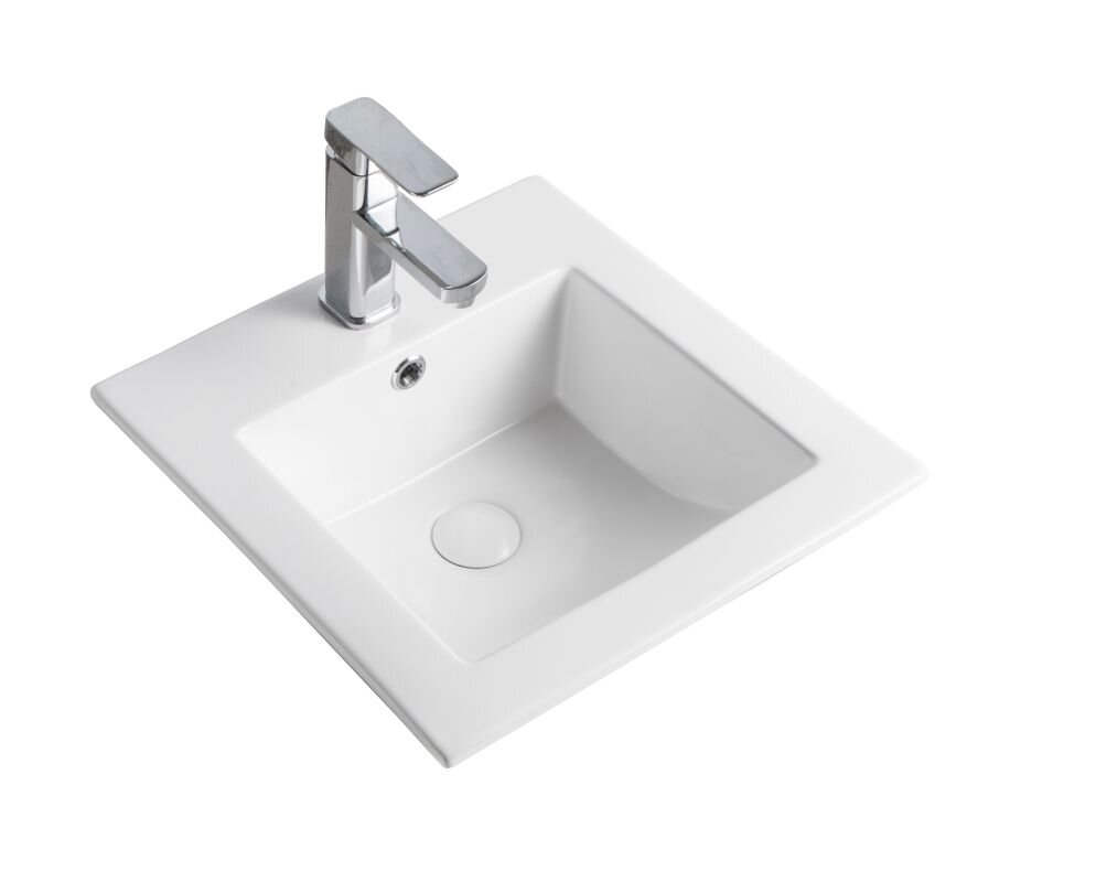 Изображение товара Встраиваемая раковина Orange B03-410W из фарфора, белая, 420х420х170 мм, с переливом