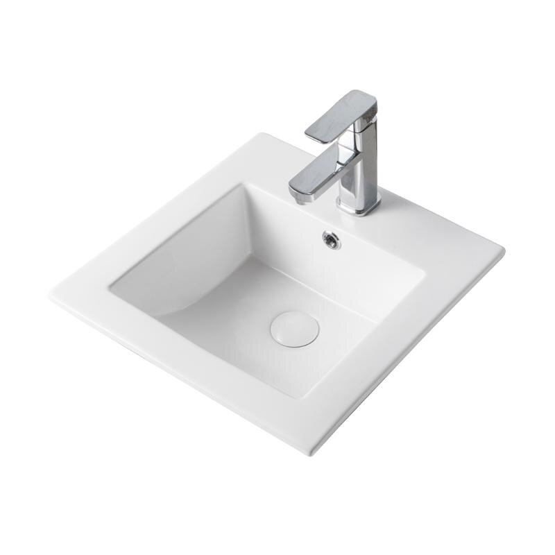 Изображение товара Встраиваемая раковина Orange B03-410W из фарфора, белая, 420х420х170 мм, с переливом