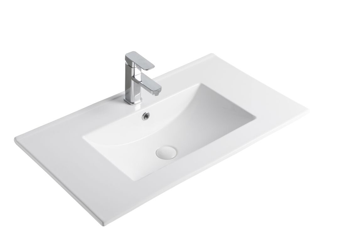 Изображение товара Встроенная раковина Orange B03-800W из фарфора с переливом 81.5x46.5 см белая