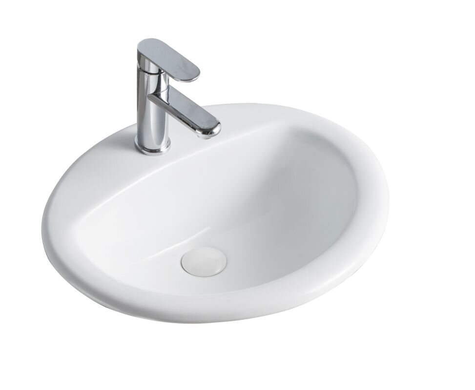 Изображение товара Встраиваемая раковина Orange B06-520W из фарфора с переливом, белая