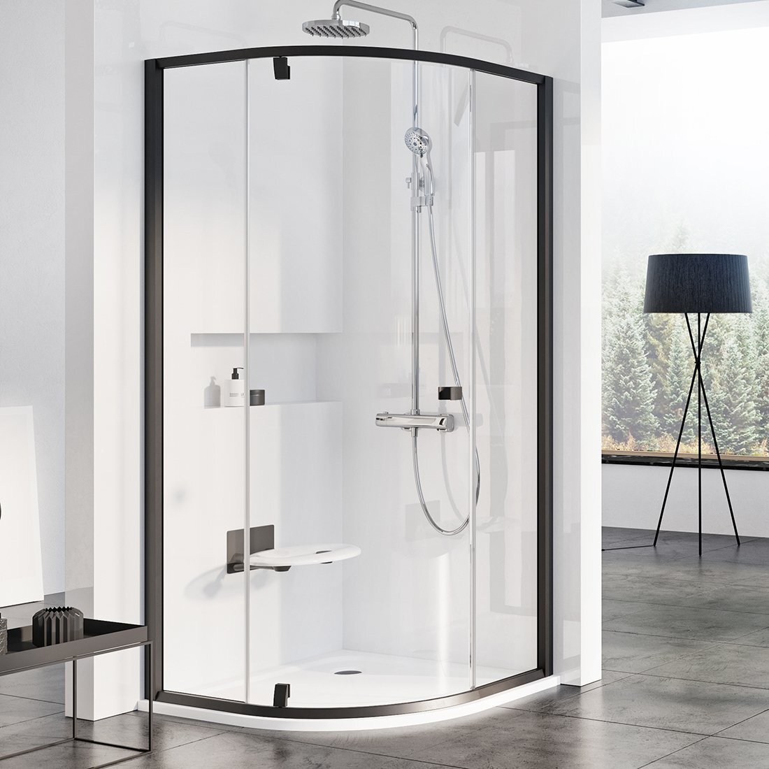 Изображение товара Душевой уголок Ravak Pivot PSKK3-90, 90 х 90 см, профиль черный, витраж транспарент, 37677300Z1