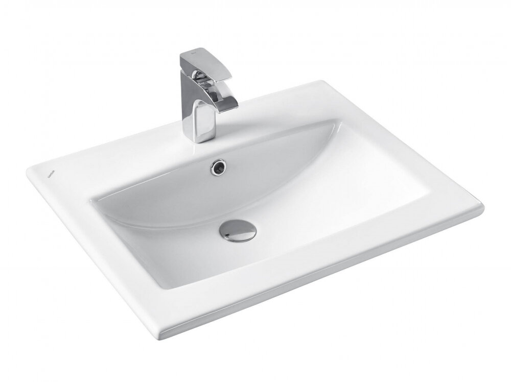 Изображение товара Раковина Santek Элина 60 см керамическая белая с переливом для ванной комнаты