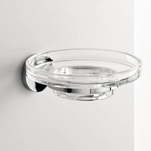 Изображение товара Мыльница Inda One настенная из латунь и стекла хром черный стильная и прочная