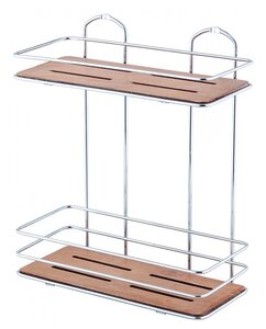 Изображение товара Полка прямая Tekno-tel BK076 хром дерево для ванной и кухни