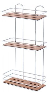Изображение товара Полка прямая Tekno-tel BK077 трехъярусная хром дерево Турция
