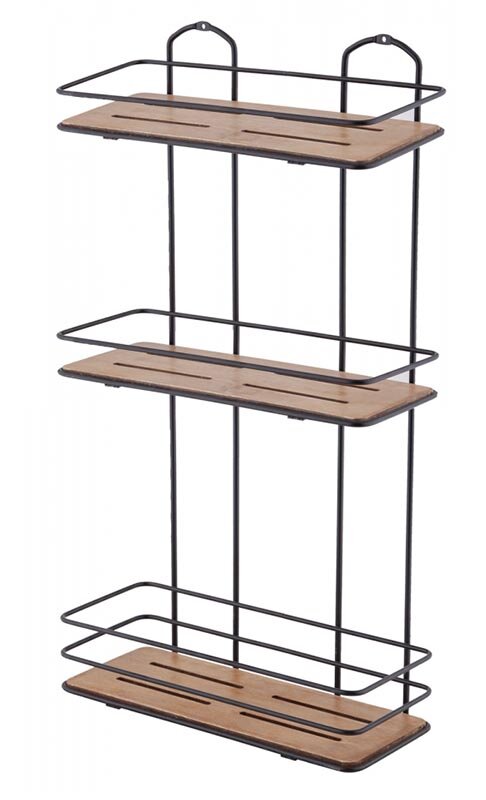 Изображение товара Полка прямая Tekno-tel BK077B дерево и металл черная настенная для кухни ванной