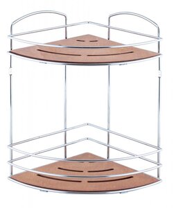 Изображение товара Угловая полка Tekno-tel BK074 двухъярусная хром коричневый для ванной и кухни
