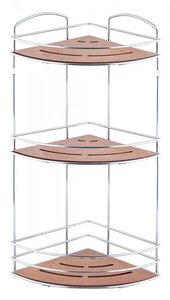 Изображение товара Полка угловая Tekno-tel BK075, трехъярусная, хром/дерево