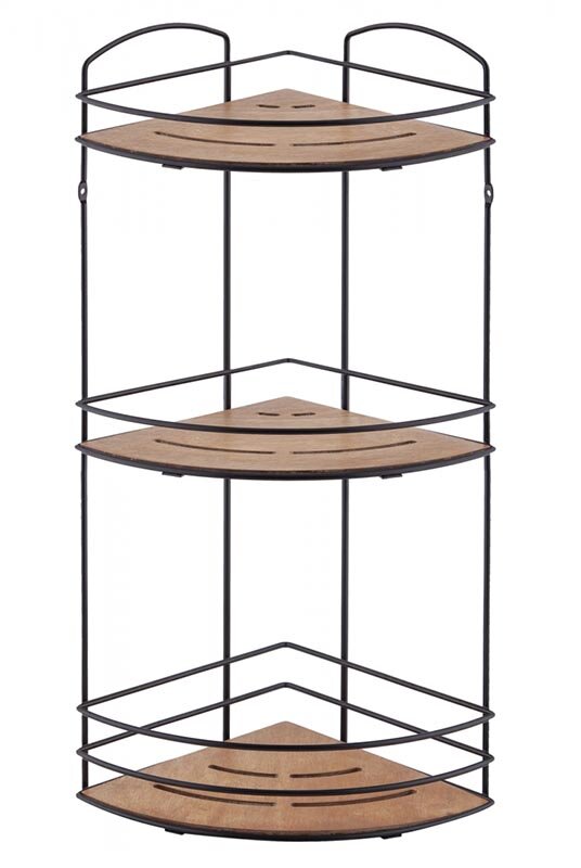 Изображение товара Полка угловая Tekno-tel BK075B, трехъярусная, дерево/чёрный