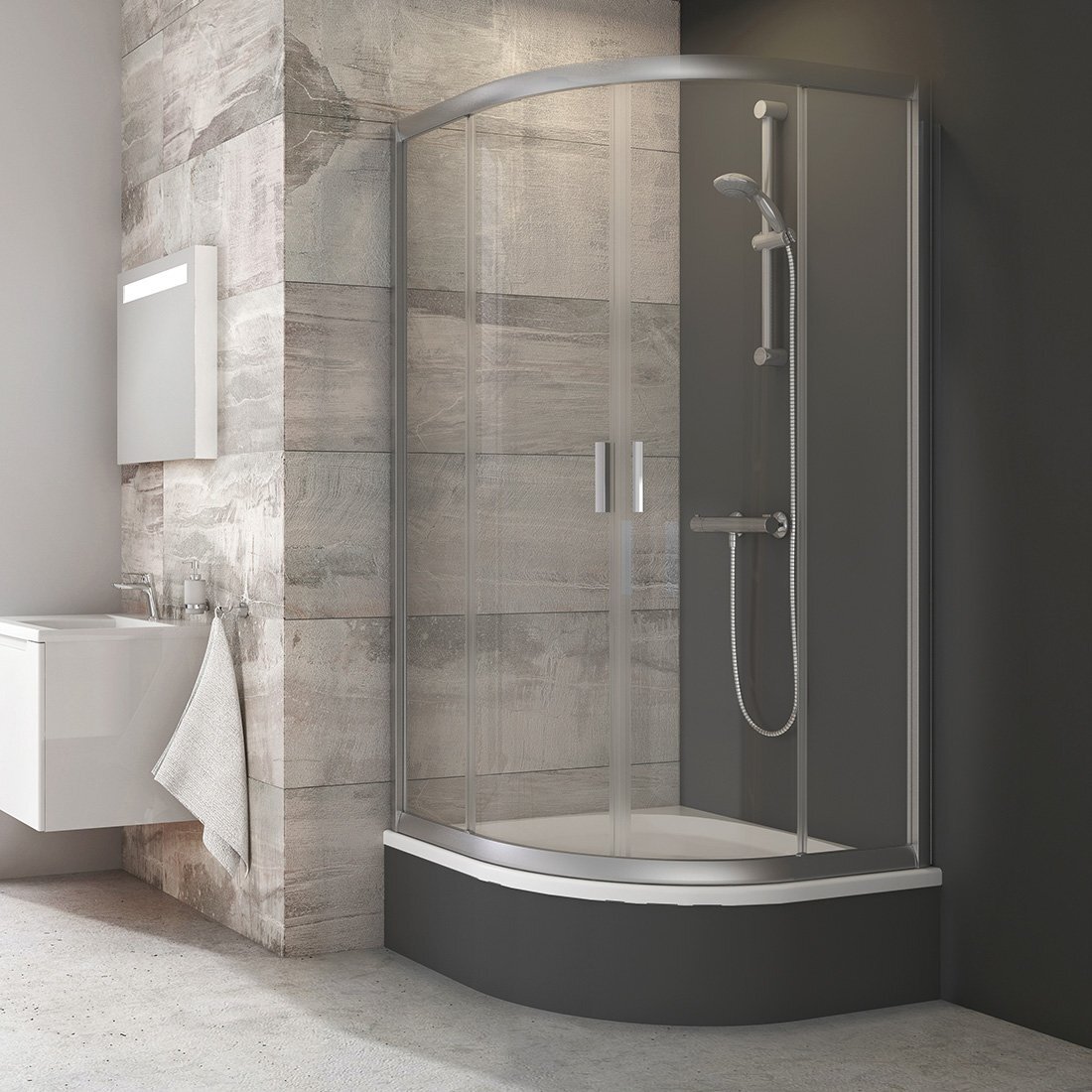 Изображение товара Душевой уголок Ravak Blix Sabina BLCP4-90 с витражом и сатиновым профилем