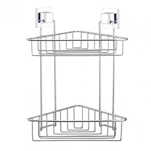 Изображение товара Полка угловая Tekno-tel EasyFIX EF257, двухъярусная, самоклеящаяся, хром