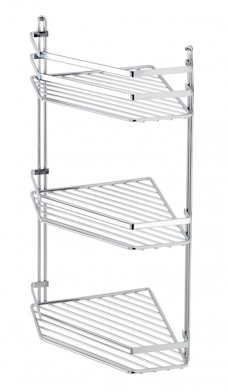 Изображение товара Угловая трехъярусная полка Tekno-tel ES076 хром для ванной и кухни
