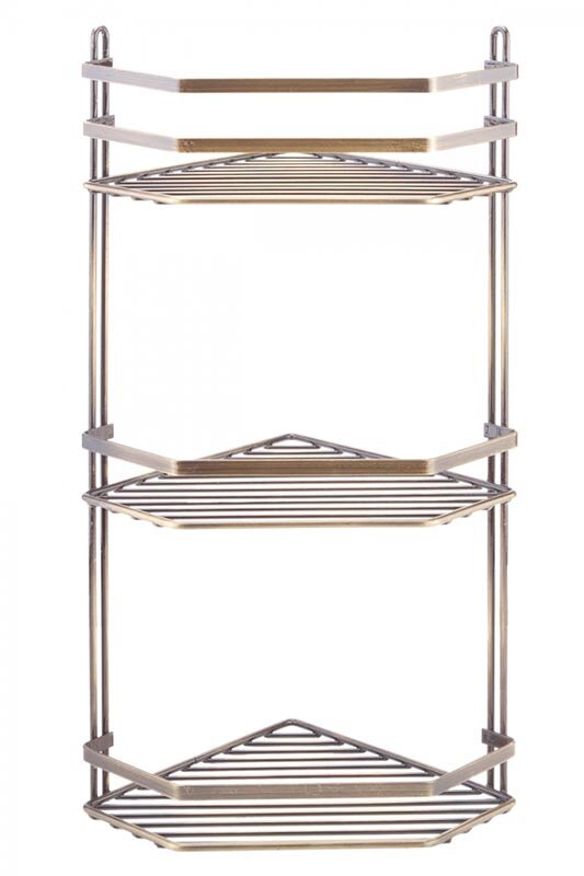 Изображение товара Полка угловая Tekno-tel ES076A трехъярусная бронза