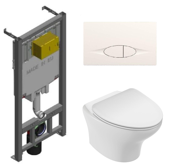 Изображение товара Инсталляция Jacob Delafon для безободкового подвесного унитаза Nouvelle Vague EDK102-00 комплект