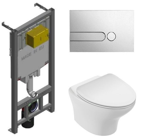 Изображение товара Инсталляция Jacob Delafon с безободковым подвесным унитазом Nouvelle Vague EDK102-00