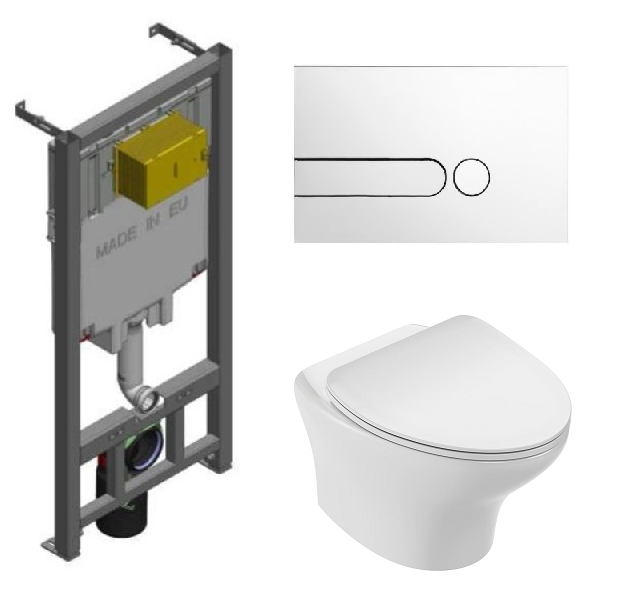 Изображение товара Инсталляция Jacob Delafon с безободковым унитазом Nouvelle Vague EDK102-00 и сиденьем микролифт