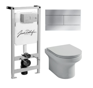Изображение товара Инсталляция Jacob Delafon с безободковым унитазом Elite E5504-NF/EDX114RU-00/E4316-CP, сиденье микролифт клавиша хром, комплект 364496