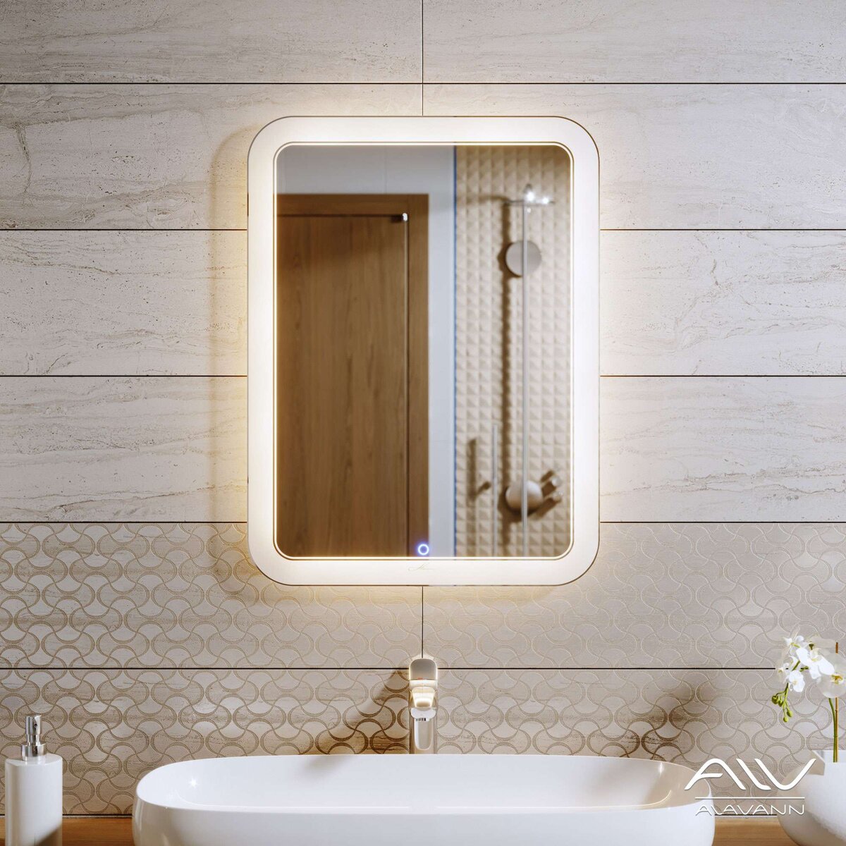 Изображение товара Зеркало с подсветкой Alavann Vanda Lux 60 см, влагостойкое, сенсорный выключатель