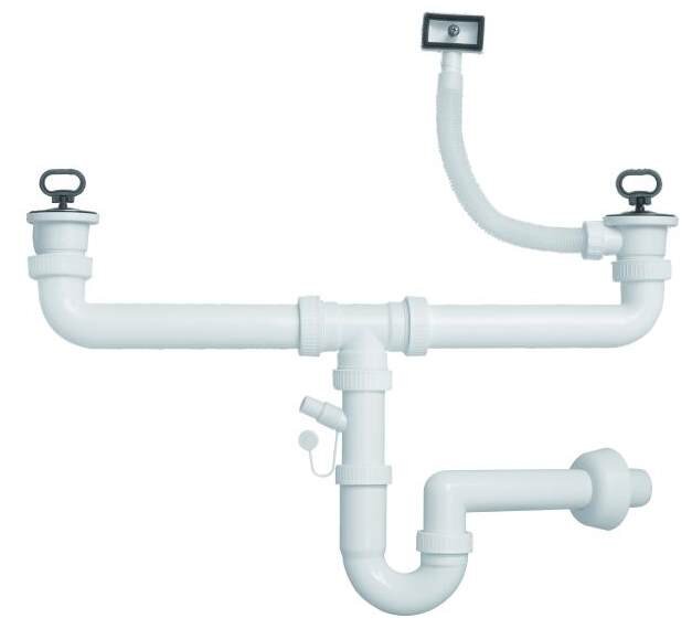 Изображение товара Двойной сифон Alveus 70-PP-70 FI 70 1071240 для мойки c переливом ECO