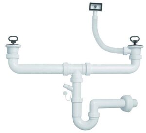 Изображение товара Двойной сифон Alveus 70-PP-70 FI 70 для кухонной мойки с переливом ECO