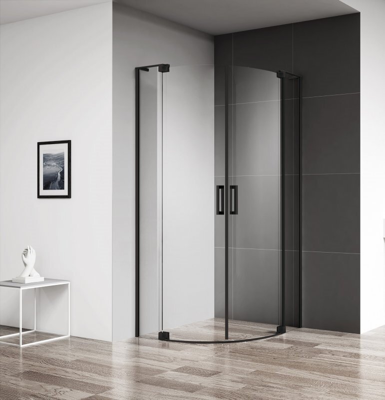 Изображение товара Душевой уголок Cezares SLIDER-R-2-90/100-C-NERO, 90/100 х 90/100 х 195 см, профиль черный, стекло прозрачное