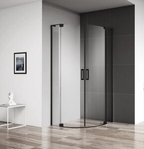 Изображение товара Душевой уголок Cezares SLIDER-R-2-90/100-C-NERO, 90/100 х 90/100 х 195 см, профиль черный, стекло прозрачное