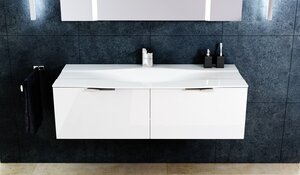 Изображение товара Тумба с раковиной Eqloo Ego 120 см подвесная белая для ванной комнаты