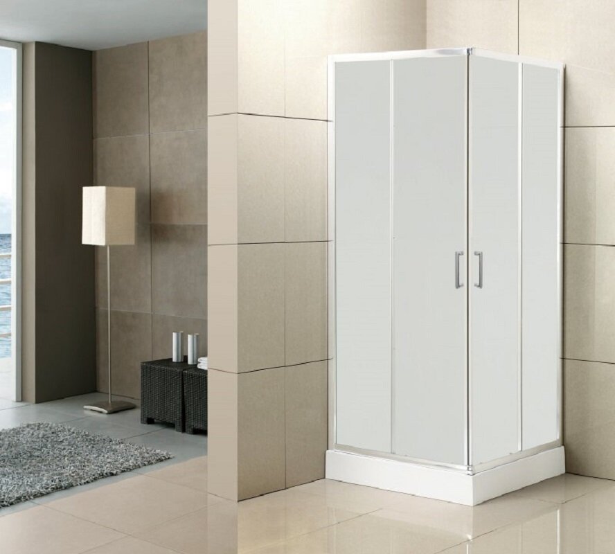 Изображение товара Душевой уголок BelBagno Uno-195, UNO-195-A-2-90-P-Cr, 90 х 90 х 195 см, профиль хром, стекло рифленое