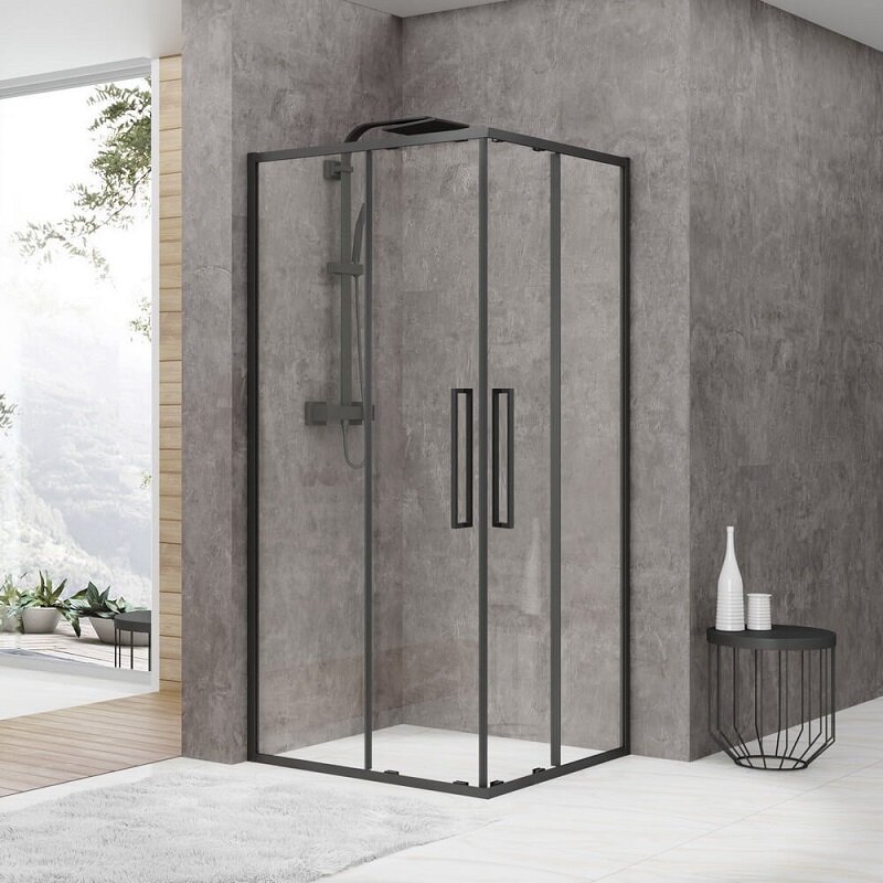 Изображение товара Dушевой уголок Stellar Wind S872 Black 100x100 - черный мат, 8 мм стекло