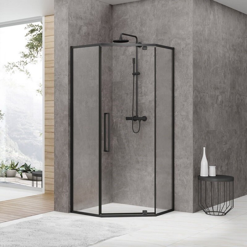 Изображение товара Душевой уголок Black&White Stellar Wind S875 Black, 90 x 90 см, стекло прозрачное, профиль черный матовый, 8759090