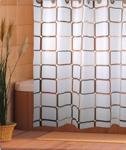 Изображение товара Штора для ванной MySpace EV180180002 180х180 см из PEVA с рисунком Quadro