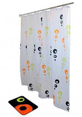 Изображение товара Штора для ванной MySpace Molecule 180х180 см с ковриком 40х60 см