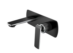 Изображение товара Смеситель для раковины Haiba HB80548-7 встроенный черный с пластиковым и металлическим элементами